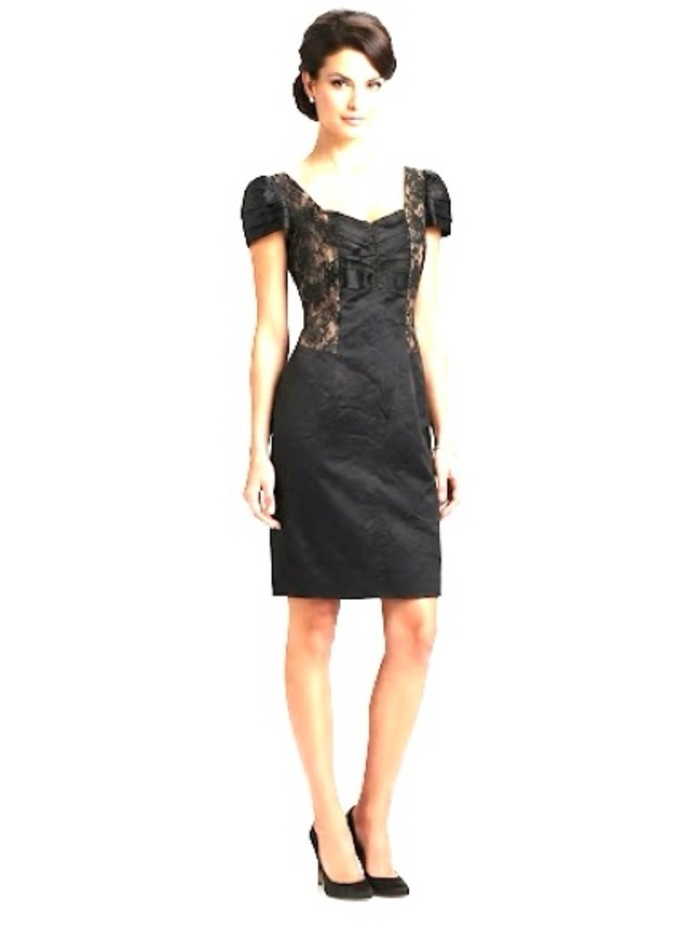 Rene Ruiz Black Lace-Panel Cocktail Dress